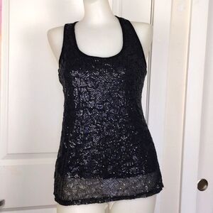 D'Closet Black Sequin Muscle Tank Top